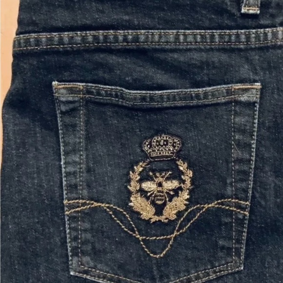 DOLCE & GABBANA Men’s Runway Jeans Metallic embroidery Crown & Bee US 30 - Picture 6 of 13